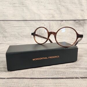 Morgenthal Frederics Dom Brown Round Eyeglasses 41-20-255 (frames only)